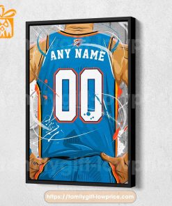 Personalize Your Oklahoma City Jersey NBA Poster with Custom Name and Number – Premium Poster for Room