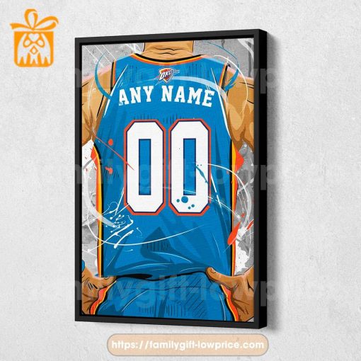 Personalize Your Oklahoma City Jersey NBA Poster with Custom Name and Number – Premium Poster for Room