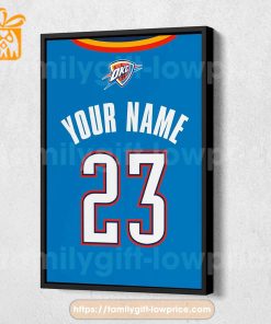 Personalize Your Oklahoma City Thunder Jersey NBA Poster with Custom Name and Number – Premium Poster for Room