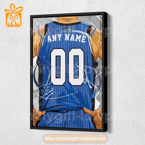 Personalize Your Orlando Magic Jersey NBA Poster with Custom Name and Number – Premium Poster for Room