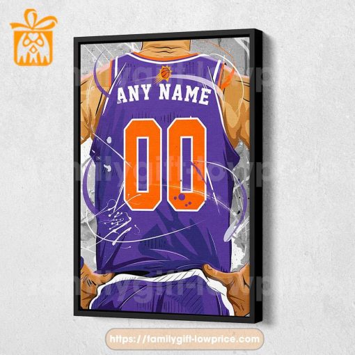 Personalize Your Phoenix Suns Jersey NBA Poster with Custom Name and Number – Premium Poster for Room