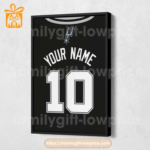 Personalize Your San Antonio Spurs Jersey NBA Poster with Custom Name and Number – Premium Poster for Room