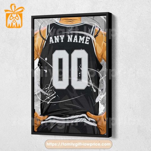 Personalize Your San Antonio Spurs Jersey NBA Poster with Custom Name and Number – Premium Poster for Room