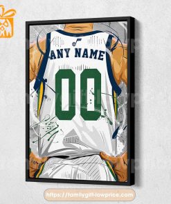 Personalize Your Utah Jazz Jersey NBA Poster with Custom Name and Number – Premium Poster for Room