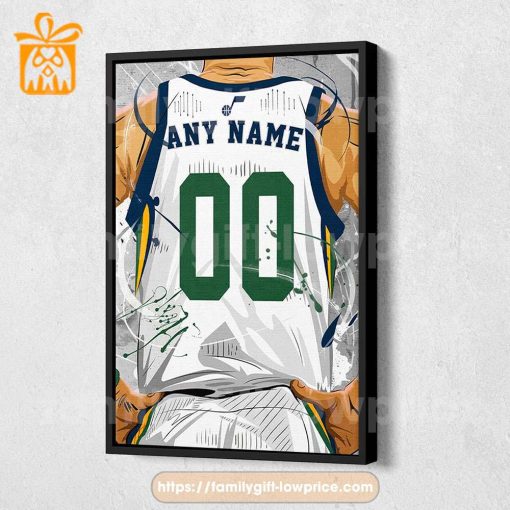 Personalize Your Utah Jazz Jersey NBA Poster with Custom Name and Number – Premium Poster for Room