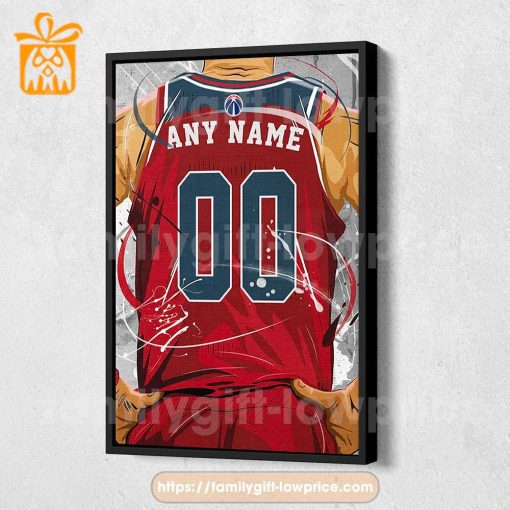 Personalize Your Washington Wizards Jersey NBA Poster with Custom Name and Number – Premium Poster for Room