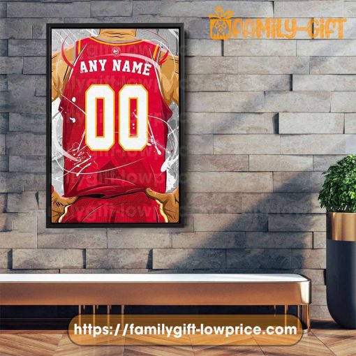 Personalize Your Atlanta Hawks Jersey NBA Poster with Custom Name and Number – Premium Poster for Room