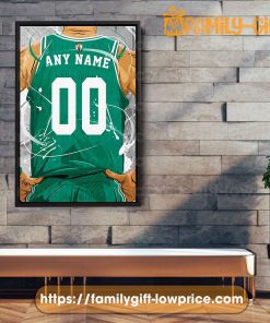 Personalize Your Boston Celtics Jersey NBA Poster with Custom Name and Number - Premium Poster for Room