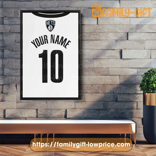 Personalize Your Brooklyn Nets Jersey NBA Poster with Custom Name and Number – Premium Poster for Room
