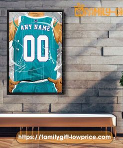 Personalize Your Charlotte Hornets Jersey NBA Poster with Custom Name and Number - Premium Poster for Room
