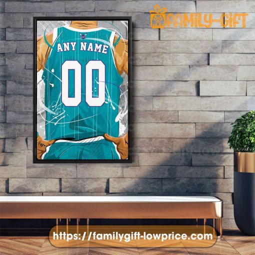 Personalize Your Charlotte Hornets Jersey NBA Poster with Custom Name and Number – Premium Poster for Room