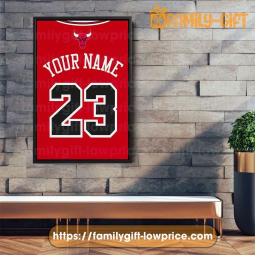 Personalize Your Chicago Bulls Jersey NBA Poster with Custom Name and Number – Premium Poster for Room
