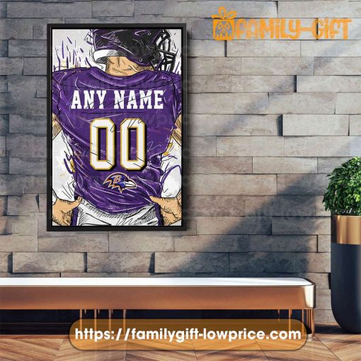 Personalize Your Baltimore Ravens Jersey NFL Poster with Custom Name and Number – Premium Poster for Room