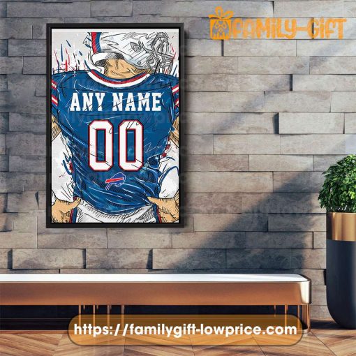 Personalize Your Buffalo Bills Jersey NFL Poster with Custom Name and Number – Premium Poster for Room