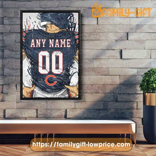 Personalize Your Chicago Bears Jersey NFL Poster with Custom Name and Number – Premium Poster for Room