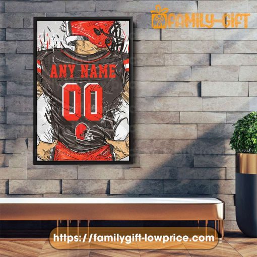 Personalize Your Cleveland Browns Jersey NFL Poster with Custom Name and Number – Premium Poster for Room