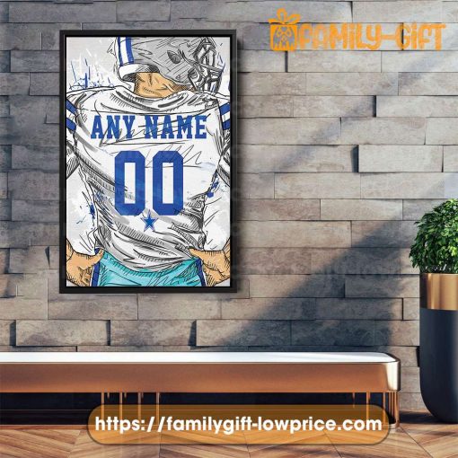 Personalize Your Dallas Cowboys Jersey NFL Poster with Custom Name and Number – Premium Poster for Room