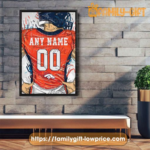 Personalize Your Denver Broncos Jersey NFL Poster with Custom Name and Number – Premium Poster for Room