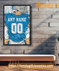 Personalize Your Detroit Lions Jersey NFL Poster with Custom Name and Number - Premium Poster for Room