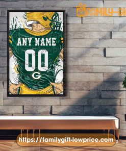 Personalize Your Green Bay Packers Jersey NFL Poster with Custom Name and Number - Premium Poster for Room
