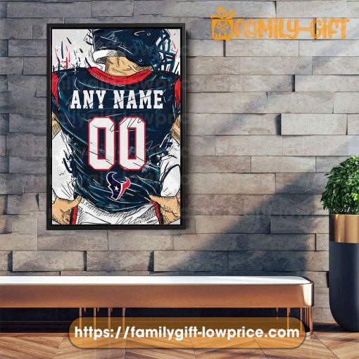 Personalize Your Houston Texans Jersey NFL Poster with Custom Name and Number – Premium Poster for Room