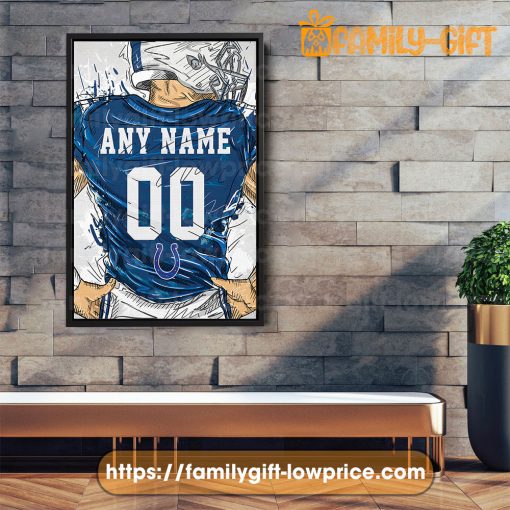 Personalize Your Indianapolis Colts Jersey NFL Poster with Custom Name and Number – Premium Poster for Room