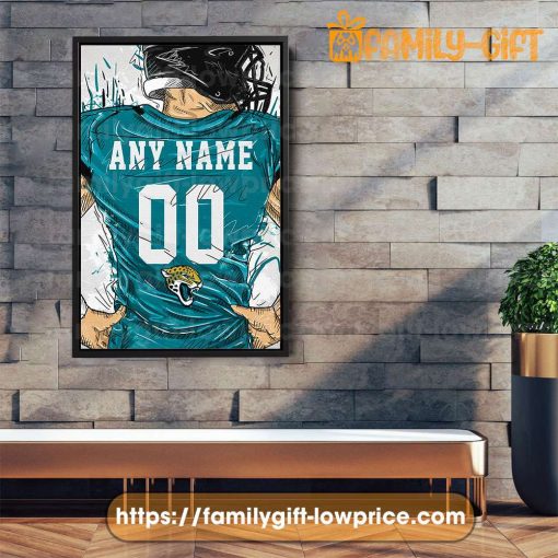 Personalize Your Jacksonville Jaguars Jersey NFL Poster with Custom Name and Number – Premium Poster for Room