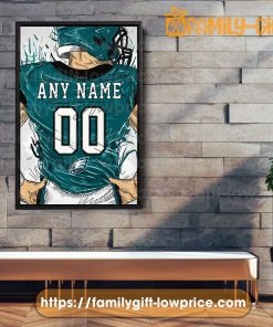 Personalize Your Philadelphia Eagles Jersey NFL Poster with Custom Name and Number - Premium Poster for Room