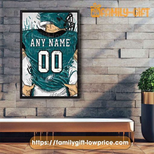 Personalize Your Philadelphia Eagles Jersey NFL Poster with Custom Name and Number – Premium Poster for Room