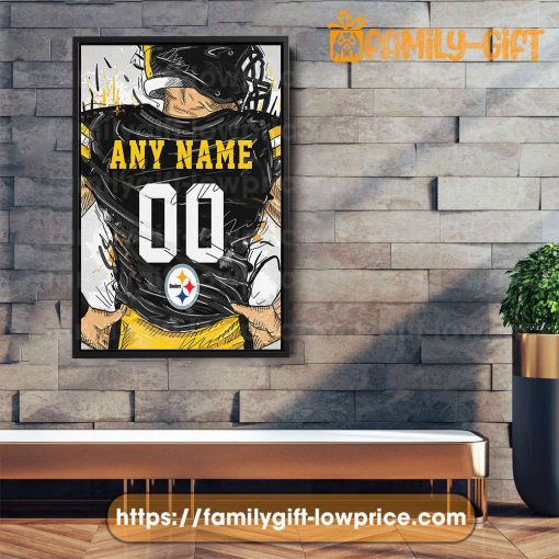 Personalize Your Pittsburgh Steelers Jersey NFL Poster with Custom Name and Number – Premium Poster for Room