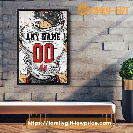 Personalize Your Tampa Bay Buccaneers Jersey NFL Poster with Custom Name and Number – Premium Poster for Room