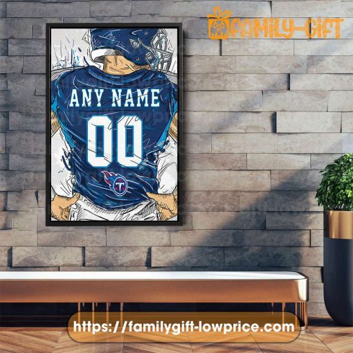 Personalize Your Tennessee Titans Jersey NFL Poster with Custom Name and Number – Premium Poster for Room