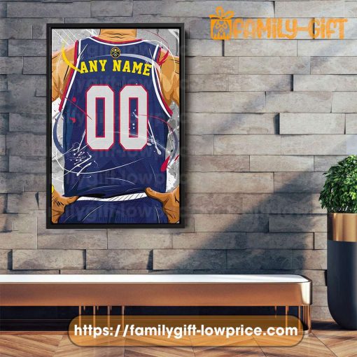 Personalize Your Denver Nuggets Jersey NBA Poster with Custom Name and Number – Premium Poster for Room
