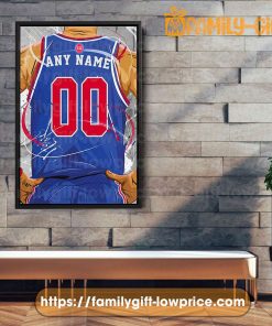 Personalize Your Detroit Pistons Jersey NBA Poster with Custom Name and Number - Premium Poster for Room