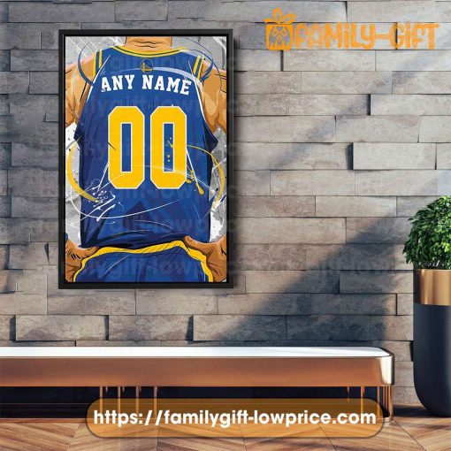 Personalize Your Golden State Warriors Jersey NBA Poster with Custom Name and Number – Premium Poster for Room