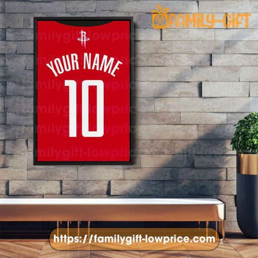 Personalize Your Houston Rockets Jersey NBA Poster with Custom Name and Number – Premium Poster for Room