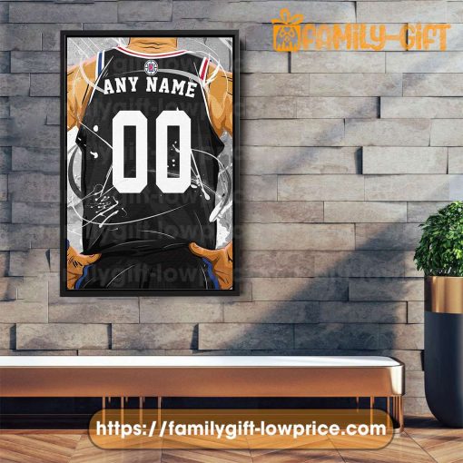 Personalize Your Los Angeles Clippers Jersey NBA Poster with Custom Name and Number – Premium Poster for Room