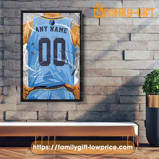 Personalize Your Memphis Grizzlies Jersey NBA Poster with Custom Name and Number – Premium Poster for Room