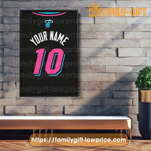 Personalize Your Miami Heat Vice City Jersey NBA Poster with Custom Name and Number – Premium Poster for Room