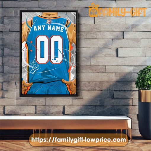 Personalize Your Oklahoma City Jersey NBA Poster with Custom Name and Number – Premium Poster for Room