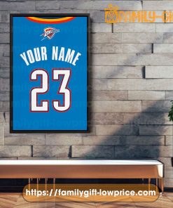 Personalize Your Oklahoma City Thunder Jersey NBA Poster with Custom Name and Number - Premium Poster for Room