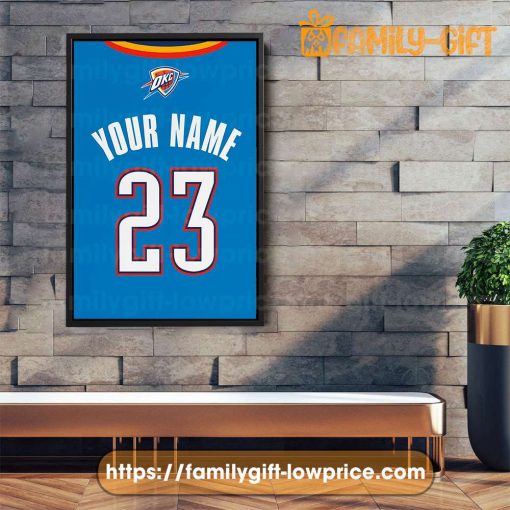 Personalize Your Oklahoma City Thunder Jersey NBA Poster with Custom Name and Number – Premium Poster for Room