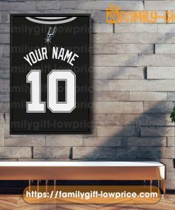 Personalize Your San Antonio Spurs Jersey NBA Poster with Custom Name and Number - Premium Poster for Room