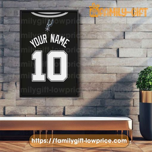 Personalize Your San Antonio Spurs Jersey NBA Poster with Custom Name and Number – Premium Poster for Room