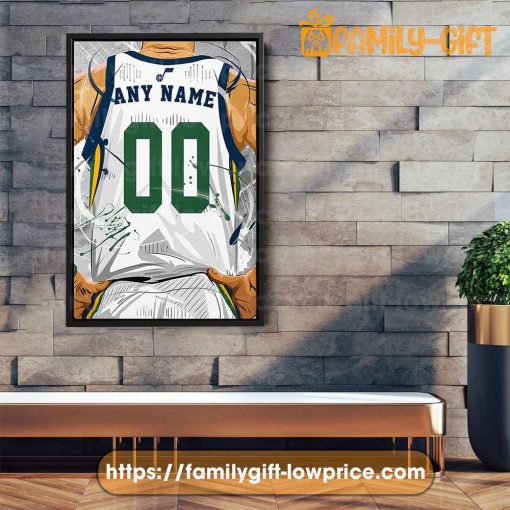 Personalize Your Utah Jazz Jersey NBA Poster with Custom Name and Number – Premium Poster for Room