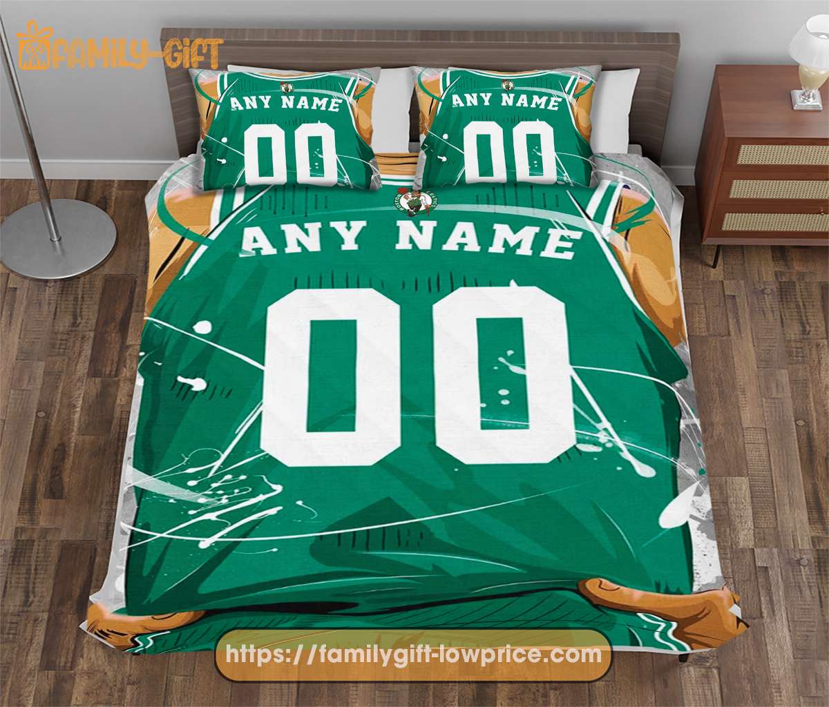 Custom Basketball Bedding NBA Boston Celtics Jersey With Custom Name and Number - Premium Bedding