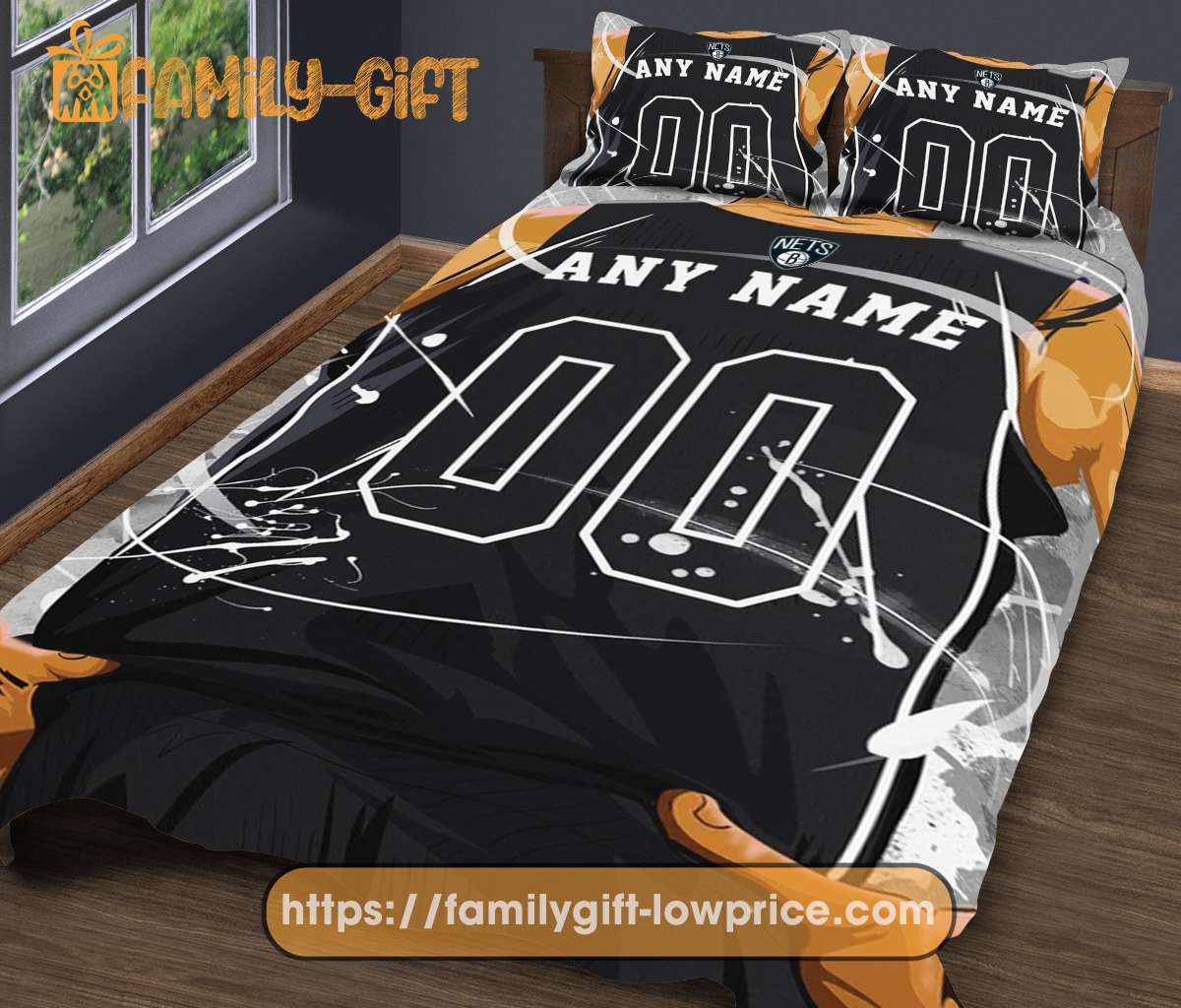 Custom Basketball Bedding NBA Brooklyn Nets Jersey With Custom Name and Number - Premium Bedding