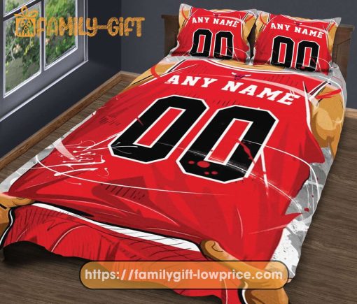 Custom Basketball Bedding NBA Chicago Bulls Jersey With Custom Name and Number – Premium Bedding