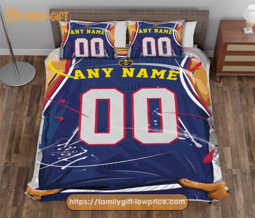 Custom Basketball Bedding NBA Denver Nuggets Jersey With Custom Name and Number – Premium Bedding