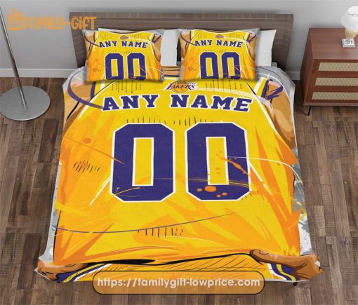 Custom Basketball Bedding NBA Los Angeles Lakers Jersey With Custom Name and Number – Premium Bedding